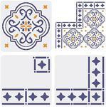 FINGERINSPIRE 3 pcs Floor Tile Stencil 11.8x11.8inch Reusable Border & Corners Stencils Moroccan Wall Stencils for Painting Concrete Stencils for Patio, Floor Tile, Wall. Home Decoration