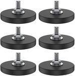 6Pcs Magnet Base 4.3cm Round Neodymium Mounting Magnet with M6 Male Thread Stud Nuts,Non-Slip Rubber Coated Anti-Scratch Magnet for Lighting Bar Camera Cabinet Blackboard Refrigerator