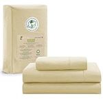 LANE LINEN 100% Organic Cotton Twin Sheets Set 3-Piece Pure Percale Long Staple Bedding Breathable Fits Mattress Upto 15" Deep - Vanilla