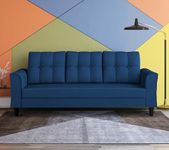 Adorn India Maddox 3 Seater Sofa (Blue) - Wood