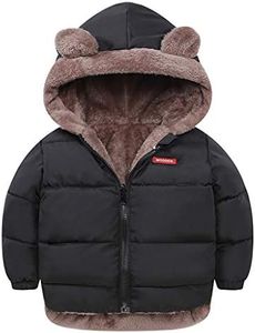 Baby Winter Fleece Coat Kids Boys Jacket Outwear Girls Padded Clothes Black 2-3 Years