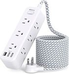 Power Bar Surge Protector - 9 Outlets 2 USB Ports 1 USB C,3 Sided 5Ft Braided Extension Cord,Flat Plug Wall Mount Wall Outlets Extender Desktop Charging Station for Home,Office