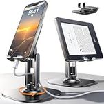 LISEN 360° Rotating Cell Phone Stand for Desk, Triple Folding Elevated Phone Holder for iPhone Fully Adjustable Desktop iPhone Holder Stand Compatible with iPhone 15 All Phones Office Accessories