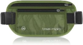 travel inspira Travel Money Belt with Anti-Theft Zipper Slim Travel Pouch RFID Blocking Passport Holder Hidden Travel Wallet under Clothes to Protect Credit Cash, Passports, and Documents, Green