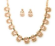 Sasitrends Traditional Micro Gold Plated American Diamond Stone Studded Designer Necklace Jewellery Set for Women & Girls