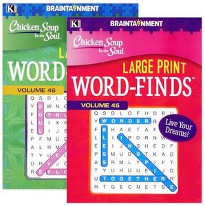 Kappa Large Print Chicken Soup for The Soul Word Finds Puzzle Book 2 Titles, Word Search Find Words Books for Adults Teens, Training Learning with Game, 2-Pack