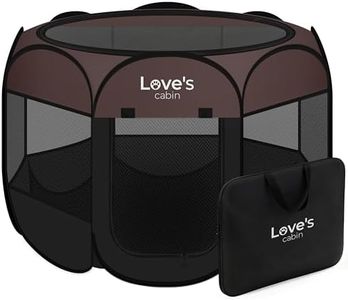 Love's cabin Pet Puppy Dog Playpen, Large Dog Tent Crates Cage Indoor/Outdoor, Portable Playpen for Dog and Cat, Foldable Pop Up Dog Kennel Playpen with Carring Case, Removable Zipper Top, Brown