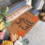 Fall Thanksgiving Decorative Doormat, Autumn Polyester Welcome Door Mats, Non Slip Pumpkin Truck Farmhouse Rugs, Low Profile Entryway Floor Mat for Indoor/Outdoor Autumn Holiday Decor (C)