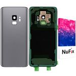 NuFix Replacement for Samsung Galaxy S9 Back Glass Replacement Back Battery Door Panel housing Original Color and Shape with Camera Lens Adhesive Sticker for S9 G960W SM-G960W Titanium Grey