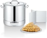 Concord Stainless Steel Tamales Steamer Pot. Mi Abuela Series with Exterior Water Refill Spout, Divider, and Removable Steamer Rack (20 Quart)