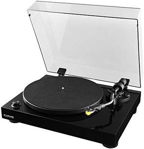 Fluance RT80 Classic High Fidelity Vinyl Turntable Record Player with Audio Technica AT91 Cartridge, Belt Drive, Built-in Preamp, Adjustable Counterweight, Solid Wood Plinth - Piano Black