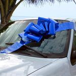 GiftWrap Etc. Big Royal Blue Car Bow - Large Ribbon Gift Decoration Fully Assembled 25" Wide Christmas Birthday Graduation