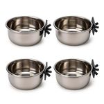 PETS EMPIRE Stainless Steel Birds Coop Cup with Hook Holder, Bird Cage Feeder Bowl, Cup Bird Water Bowl, Food Dish Feeder for Sparrows, Parrots, Canary, Parakeets - 200 Ml X 4