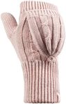 HEAT HOLDERS Ladies Cable Knit ASH Converter Mittens - One Size Fits Most - 1 Pair - Stay Warm and Stylish (Pink)