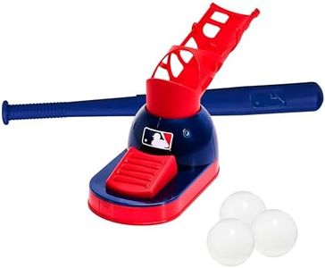 Franklin Sports Kids Baseball Pitching Machine - Pop A Pitch Batting Machine with Youth Bat + 3 Plastic Balls - Boys + Girls Toy