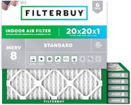 Filterbuy 20x20x1 Air Filter MERV 8 Dust Defense (6-Pack), Pleated HVAC AC Furnace Air Filters Replacement (Actual Size: 19.50 x 19.50 x 0.75 Inches)