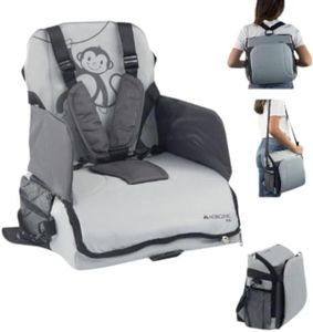 Mobiclinic ®, Trona portátil bebé, Monkey, Trona de viaje, De 6 a 36 meses, Hasta 15kg, Plegable, Arnés Ajustable de 5 puntos, Con almacenamiento, Trona portátil, Silla bebe, Color Gris