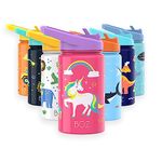 BOZ Kids Water Bottle for School with Straw Lid, Stainless Steel Insulated Water Bottle for Kids, Toddler Water Bottle, Leak Proof Water Bottle for Kids and Toddlers - 414 ml (Unicorn)