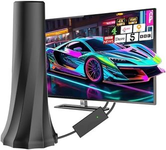 Indoor TV Aerial, Smart TV ariels indoor with 560+ Miles Range Smart TV aerials Indoor with Amplifier Signal Booster, Digital Aerial Supports 4K 1080P HD Local Channels with 18ft Aerial Cable