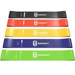 GuardianFit Resistance Loop Exercise Bands Set of 5, Latex Workout Bands with Carry Bag, Strength Bands for Legs, Butt, Body, Fitness, Yoga, Pilates, Women, Men and Kids