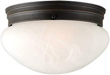 Design House 514539 Millbridge Traditional 2 Indoor Flush Mount Ceiling Light Dimmable Alabaster Glass for Bedroom Dining Room Kitchen, 9.25 in, Oil Rubbed Bronze