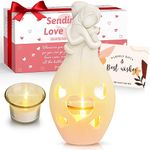 Encouragement Hug Statue Gifts for Women, Polyresin Flameless Led Candle Holder Lamp Inspirational Gifts for Women, Sending Hugs Cheer Up Gifts for Female Friends, Long Distance Thinking of You Gift