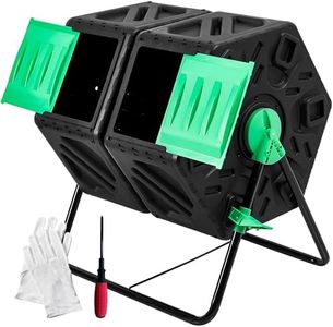 YITAHOME Large Outdoor Dual Chamber Compost Bin, 37 Gallon Rotating Composter Tumbling with 2 Sliding Doors and Aeration System, Garden Compost Tumbler, BPA Free (2x18.5 Gallon,Green)