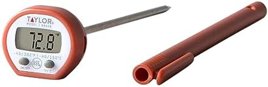 Taylor Instant Read Digital Meat Food Grill BBQ Cooking Kitchen Thermometer, Comes with Pocket Sleeve Clip, Red