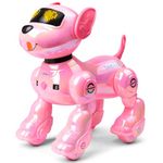 VATOS New Remote Control Robot Dog for Kids, Intelligent Programmable Robotic Dog with 2 Batteries and 17 Interactive Functions,Singing Dancing Walking Robot Puppy Toy for Girls Aged 3-8 Gift,Pink