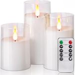 XERGY Acrylic Glass Battery Operated Flameless Led Candles (Arcylic-Candle-Transparent-3set)