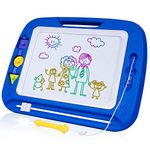 SGILE Large Magnetic Drawing Board - 4 Colors 42×33cm Doodle Pad with 4 Stamps for Toddlers, Learning Toy Gift Magna Doodle Board Etch Sketch Toys for 36+ Month Kids Girls Boys, Blue