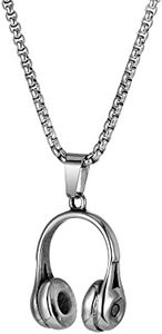 PAURO Hombres Acero Inoxidable Retro Música Auriculares DJ Auriculares Colgante Punk Collares Sólo Colgante