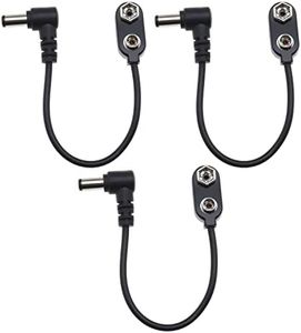 ECSiNG 3pcs 9V Battery Clip Converter Cable 5.5mm 2.1mm Male Plug 9 Volt Power Supply Cable Snap Connector for Guitar Effect Pedal