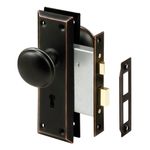 Prime-Line Products E 2495 Mortise Lock Set, Keyed, Classic Bronze Knob