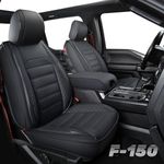 LUCKYMAN CLUB F150 Faux Leather Seat Covers, fit for 2015-2024 F150 SuperCrew, and 2017-2024 F250 F350 F450 Super Duty Crew Cab(Full Set, Black)