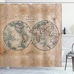 Ambesonne World Map Shower Curtain,