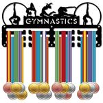 CREATCABIN Gymnastics Medal Hanger Display Medal Holder Rack Sports Metal Hanging Awards Iron Small Mount Decor Awards for Wall Home Badge Race Women Gymnastics Medalist Black 11.4 x 5.1 Inch