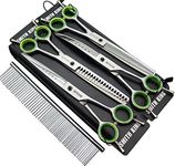 7.0 inches Professional Dog Grooming Scissors Set Straight & thinning & Curved & chunkers & comb 5pcs in 1 Set for left-handed & right handed