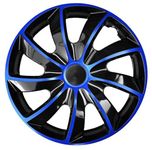 NRM Quad Wheel Trims 13 Inch 4 x Universal Hub Caps Car Vehicle Set of 4 (Blue/Black, 13 Inches)