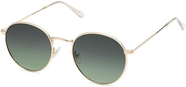 SOJOS Small Round Polarized Sunglasses for Women Men Classic Vintage Retro Shades UV400 SJ1014,Gold/Gradient Green