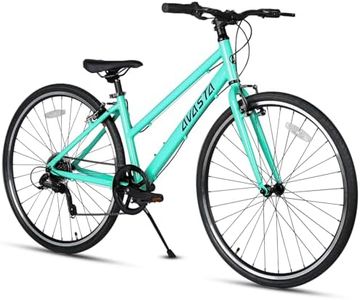 AVASTA Road Hybrid Bike for Women Female Lightweight Step Through 700c Aluminum Alloy Frame City Commuter Comfort Lady Bicycle, 7-Speed Drivetrain, Color Mint Green