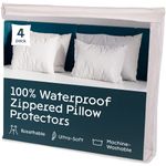 Niagara Sleep Solution 4 Pack Waterproof Pillow Protectors Queen 20x30 Inches üLife Time ReplacementüSmooth Zipper Premium Encasement Covers Quiet Cases Set White 100% Liquid Guard