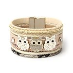 OutstandLong Owl Leather Wrap Bracelet Women White Multi-Layer Wrapped Wristband Bangle Bracelets Buckle HandmadeJewelry