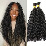 Human Braiding Hair 2 Bundle 100g 20 Inch Water Wave Bulk Human Hair for Braiding No Weft 10A Brazilian Virgin Curly Human Hair Extensions for Boho Braids Wet and Wavy Human Hair Braiding Hair