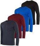 4 Pack:Men’s Long Sleeve Pocket T-Shirt Workout Quick Dry Crew UPF Sun Fishing Dri Fit Gym Tee Athletic Active Performance Casual Wicking Exercise Running Cool Sport Training Undershirt Top Set 8, M