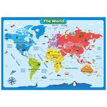 World Map Poster for Kids Wall 17.3x24 Inches Educational Posters for Classroom Decorations Children Learning The World Map Chart