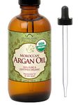 US Organic Moroccan Argan Oil, USDA Certified Organic,100% Pure & Natural, Cold Pressed Virgin, Unrefined, in Amber Glass Bottle with Glass Eye Dropper for Easy Application. Sourced from Morocco.(4 oz (Large))