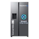 Samsung 633 L, 3 Star, Frost Free, Double Door, Convertible 5-in-1 Digital Inverter, Side By Side Refrigerator with AI, WiFi & Water & Ice Dispenser (RS78CG8543S9HL, Silver, Refined Inox)