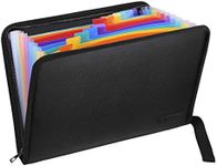 ENGPOW Fireproof Expanding File Folder with 13 Multicolored Pockets A4 Size Document Organizer with Color Labels Zipper Closure Non-Itchy Silicone Coated Portable Filing Pouch(14.3" x 9.8")