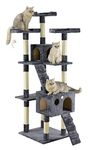 Go Pet Club 72" Tall Extra Large Cat Tree Kitty Tower Condo Cat House for Large Indoor Cats Play Scratch Hide Climb Activity Furniture with Toy, Slate Gray, 33" L x 22" W x 72" H